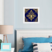 Lotus Flower on Blue Gold Foil Art Print (Insitu (Slaapkamer))