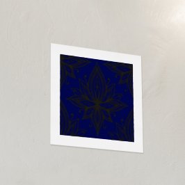 Lotus Flower on Blue Gold Foil Art Print