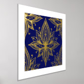 Lotus Flower on Blue Gold Foil Art Print (Laagn)