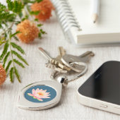 Lotus Flower on Blue Sleutelhanger (Zijkant)