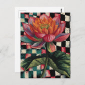 Lotus Flower on Checkerboard Background Briefkaart (Voorkant / Achterkant)