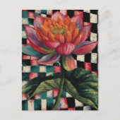Lotus Flower on Checkerboard Background Briefkaart (Voorkant)
