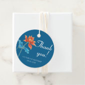 Lotus Flower Oranje & Blue Wedding Bedankt Bedankjes Labels (In situ)