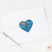Lotus Flower Oranje & Blue Wedding Bedankt Hart Sticker (Envelop)