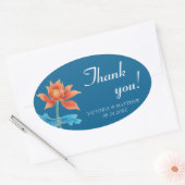 Lotus Flower Oranje & Blue Wedding Bedankt Ovale Sticker (Envelop)