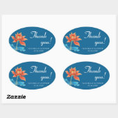 Lotus Flower Oranje & Blue Wedding Bedankt Ovale Sticker (Vel)
