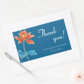 Lotus Flower Oranje & Blue Wedding Bedankt Rechthoekige Sticker (Envelop)