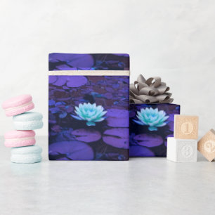 Lotus Flower Paars Blue Turquoise Floral Pattern Cadeaupapier