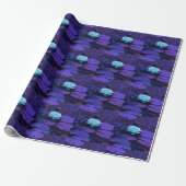 Lotus Flower Paars Blue Turquoise Floral Pattern Cadeaupapier (Uitgerold)