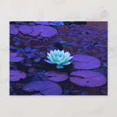 Lotus Flower Paars Blue Turquoise Floral Pond Zen Briefkaart (Voorkant)