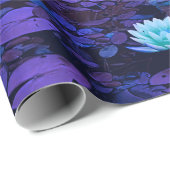 Lotus Flower Paars Blue Turquoise Floral Pond Zen Cadeaupapier (Rol Hoek)