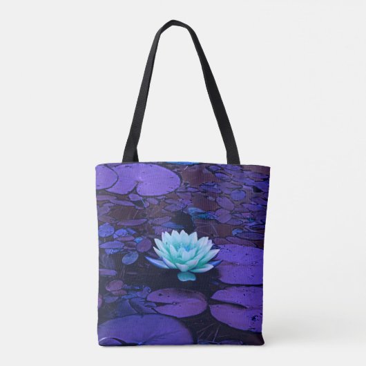 Lotus Flower Paars Blue Turquoise Floral Pond Zen Tote Bag (Achterkant)