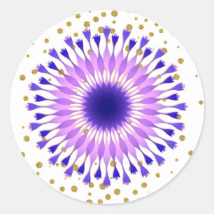 Lotus Flower Paars Gold Confetti Ronde Sticker