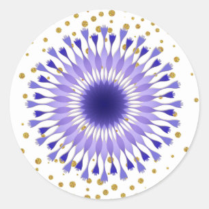 Lotus Flower Paars Gold Confetti Ronde Sticker