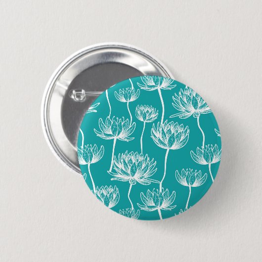 Lotus Flower-patroon Ronde Button 5,7 Cm (Voorkant /achterkant)