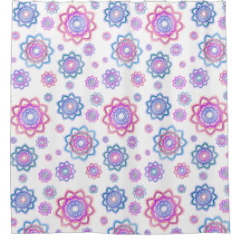 Lotus Flower Pattern Colorful Pink Pastel Green Douchegordijn