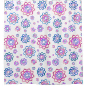 Lotus Flower Pattern Colorful Pink Pastel Green Douchegordijn