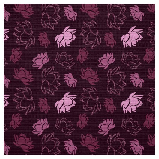 Lotus Flower Pattern in Bourgogne kleur Stof (Swatch)