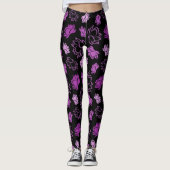 Lotus Flower Pattern in Paarse kleur Leggings (Voorkant)