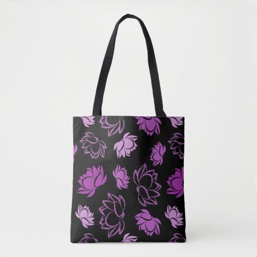 Lotus Flower Pattern in Paarse kleur Tote Bag (Voorkant)