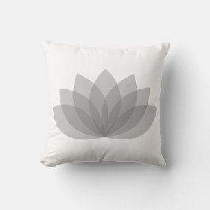 Lotus Flower Pillow in White en Grey Kussen