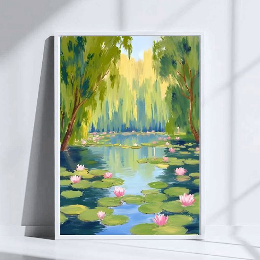 Lotus Flower Pond | Green Watercolor Nature Poster