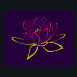 Lotus Flower Poster<br><div class="desc">An outline of a lotus flower. Petals outlined in pink and the leaves outlined in green.</div>