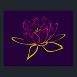 Lotus Flower Poster<br><div class="desc">An outline of a lotus flower. Petals outlined in pink and the leaves outlined in green.</div>