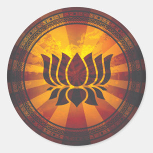  Lotus Flower Print Ronde Sticker