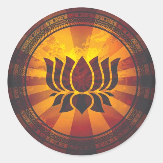  Lotus Flower Print Ronde Sticker (Voorkant)