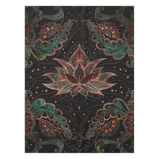 Lotus flower - Rode marmer en Malachite Tafelkleed (Voorkant)