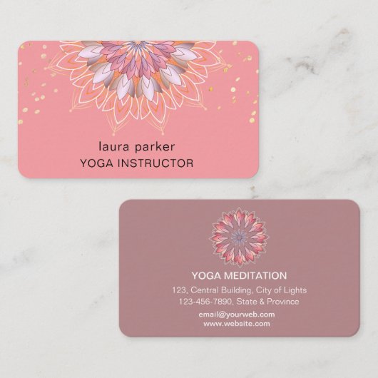 Lotus Flower Roos Gold Elegant Yoga Meditatie Visitekaartje (Voorkant / Achterkant)