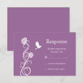 Lotus Flower RSVP (donker paars) Kaartje (Voorkant / Achterkant)