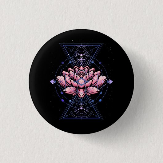 Lotus Flower Sacred Geometry Yoga Meditation Spiri Ronde Button 3,2 Cm (Voorkant)