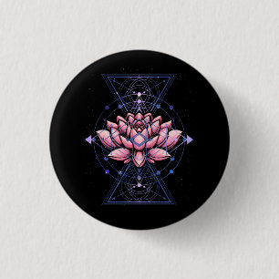 Lotus Flower Sacred Geometry Yoga Meditation Spiri Ronde Button 3,2 Cm