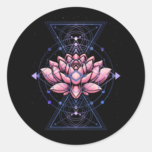 Lotus Flower Sacred Geometry Yoga Meditation Spiri Ronde Sticker (Voorkant)
