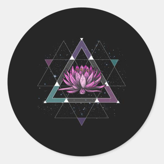 Lotus Flower Sacred Geometry Yoga Meditation Spiri Ronde Sticker (Voorkant)
