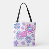 Lotus Flower Simple Pink Pastel Green Monogram Tote Bag (Achterkant)