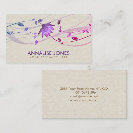 Lotus Flower Swirl op Canvas Visitekaartje (Voorkant / Achterkant)