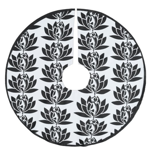 Lotus Flower Tree Zen Yoga Black White Kerstboom Rok (Voorkant)