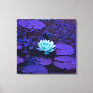 Lotus Flower Turquoise Paarse Vijver Zen Canvas Afdruk