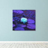 Lotus Flower Turquoise Paarse Vijver Zen Canvas Afdruk (Insitu (Houten vloer))