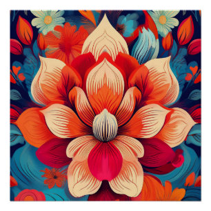 Lotus Flower – Vetgedrukte Bloemen Ontwerp Perfect Poster