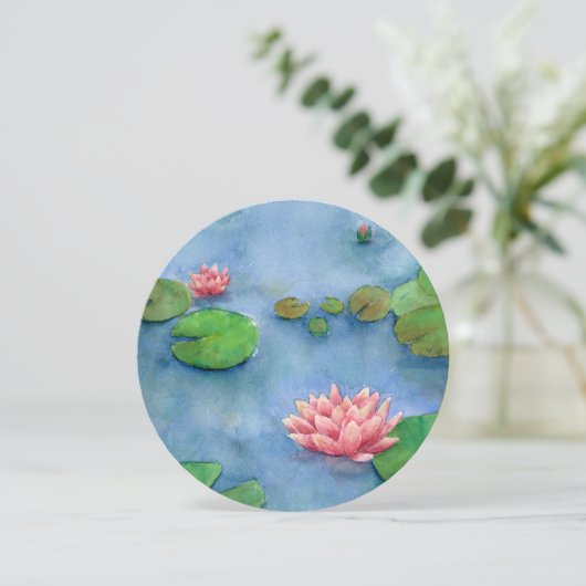 Lotus flower watercolor feestdagenkaart (Staand voorkant)