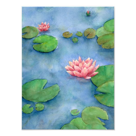 Lotus flower watercolor foto afdruk (Voorkant)