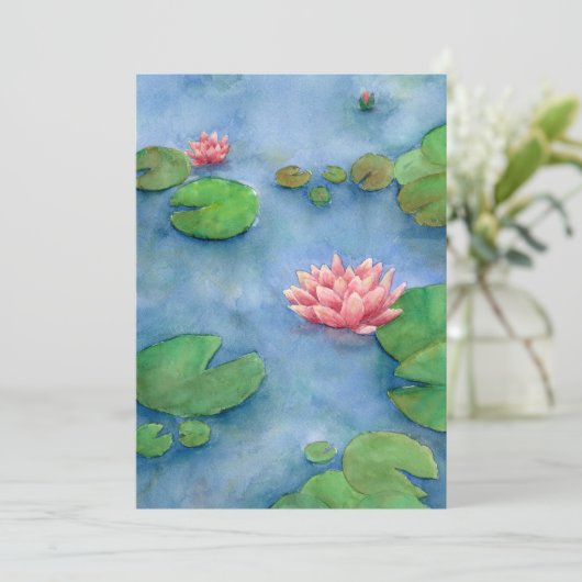Lotus flower watercolor kaart (Staand voorkant)