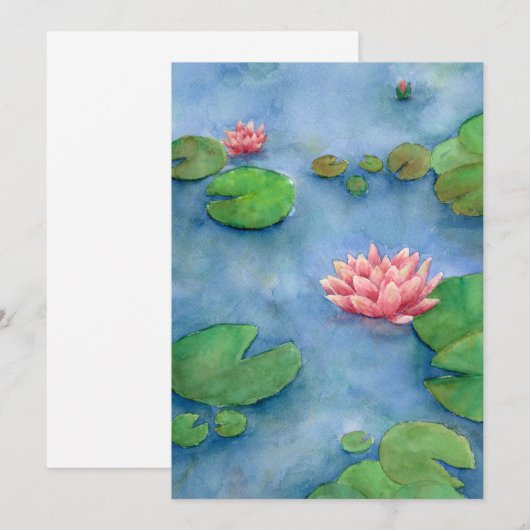 Lotus flower watercolor kaart (Voorkant / Achterkant)