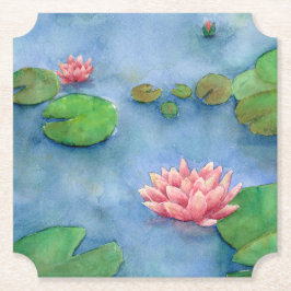 Lotus flower watercolor kartonnen onderzetters