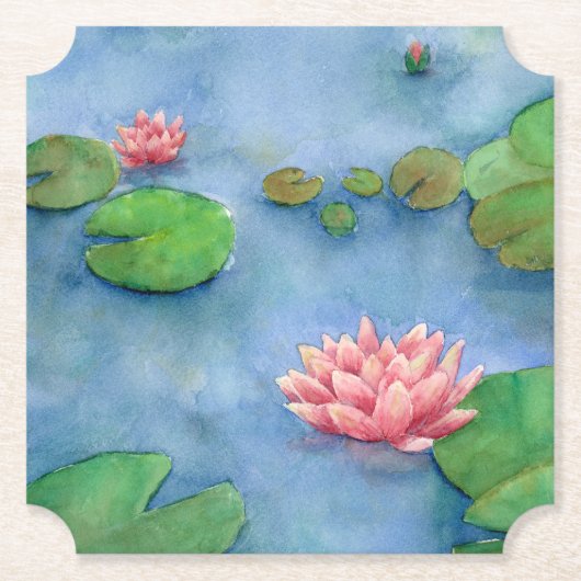 Lotus flower watercolor kartonnen onderzetters (Voorkant)