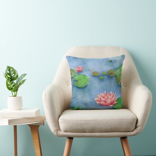 Lotus flower watercolor kussen (Stoel)